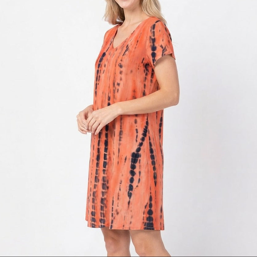 Women's Printed T Shirt Dress V Neck Short Sleeve Relaxed Fit Midi