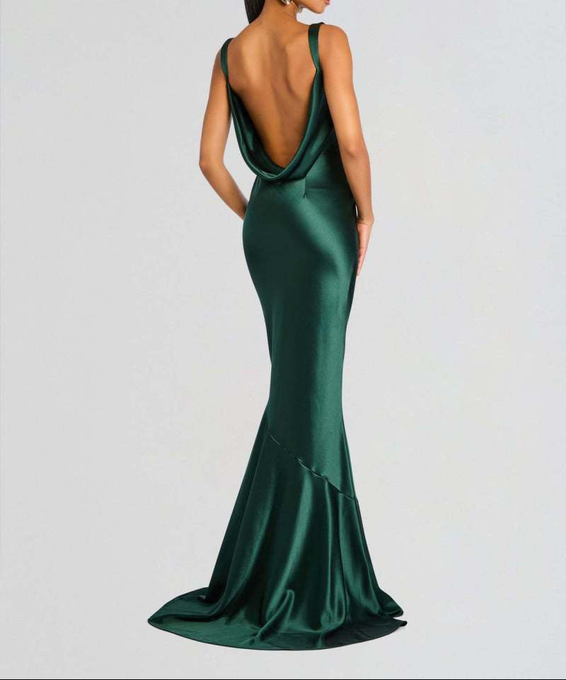 Women's Satin Cowl Neck Sleeveless Mermaid Maxi Dress