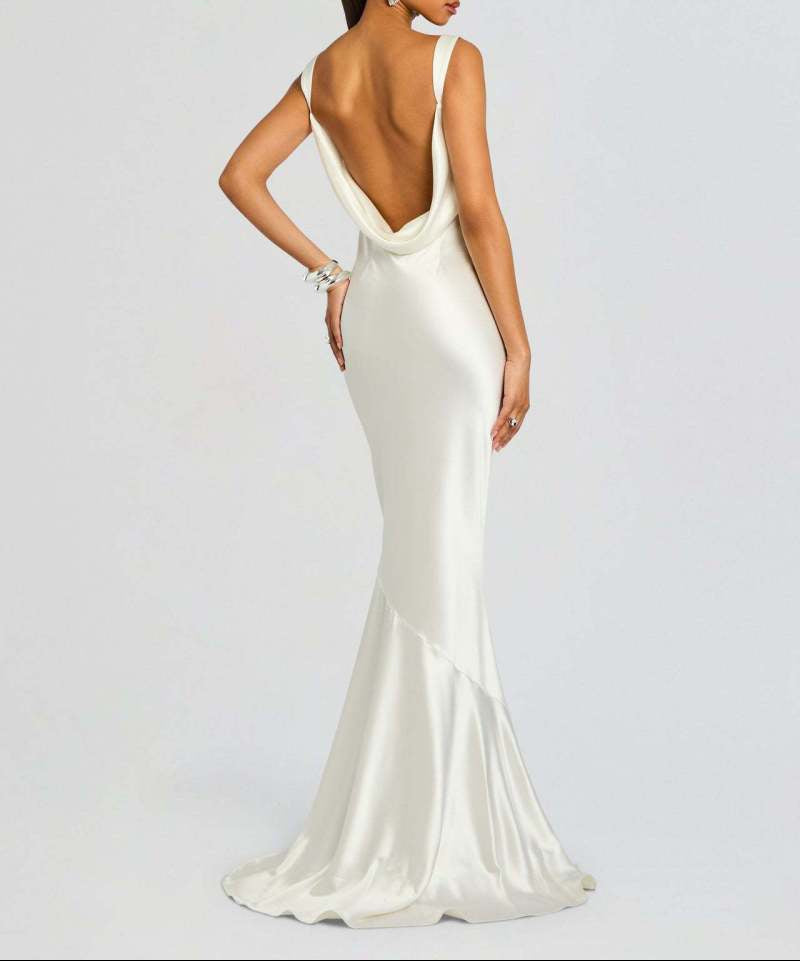 Women's Satin Cowl Neck Sleeveless Mermaid Maxi Dress