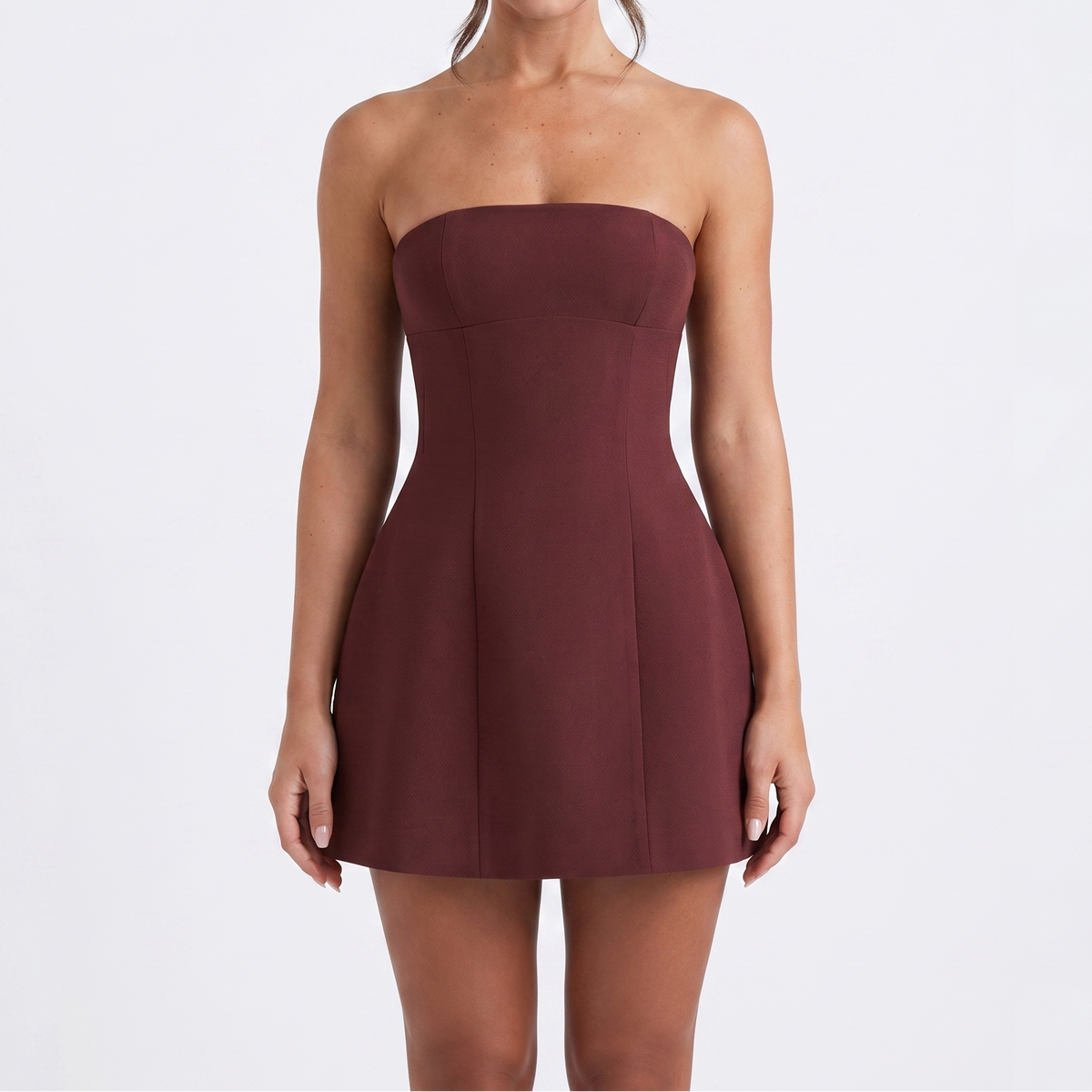 Women's Strapless Mini Dress Structured Bodice A Line Party