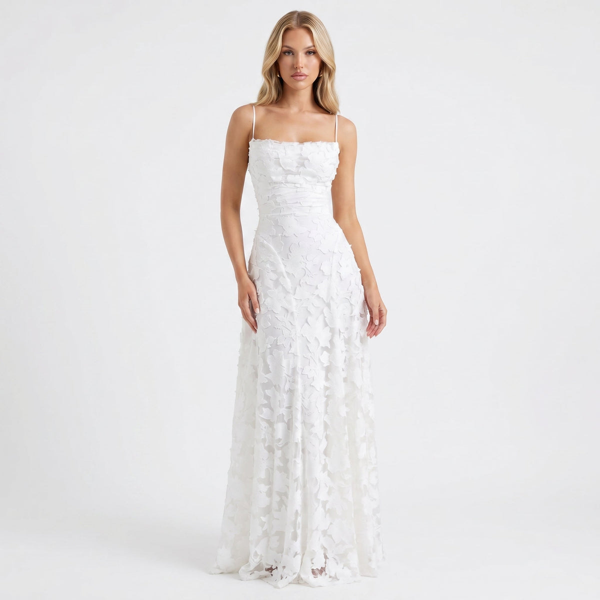 Women's Lace Maxi Dress Cowl Neck Spaghetti Strap A Line Formal