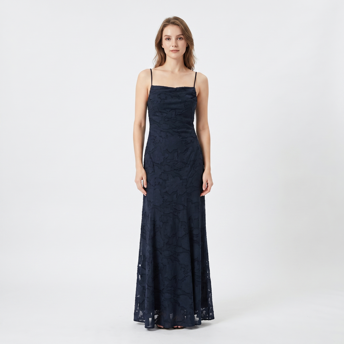 Women's Lace Maxi Dress Cowl Neck Spaghetti Strap A Line Formal