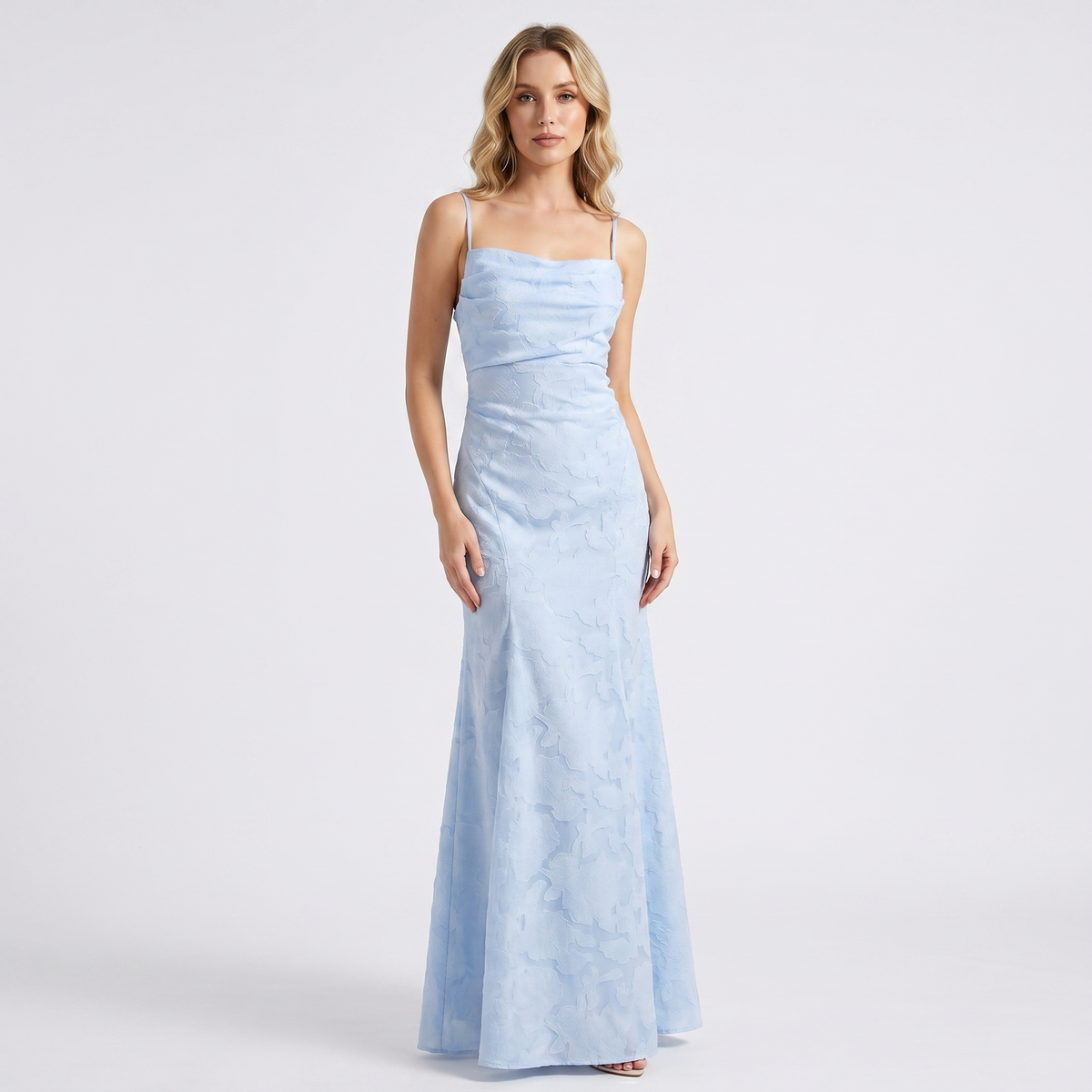 Women's Lace Maxi Dress Cowl Neck Spaghetti Strap A Line Formal