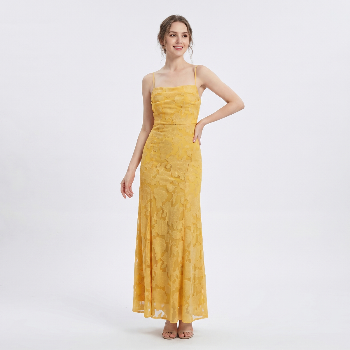 Women's Lace Maxi Dress Cowl Neck Spaghetti Strap A Line Formal