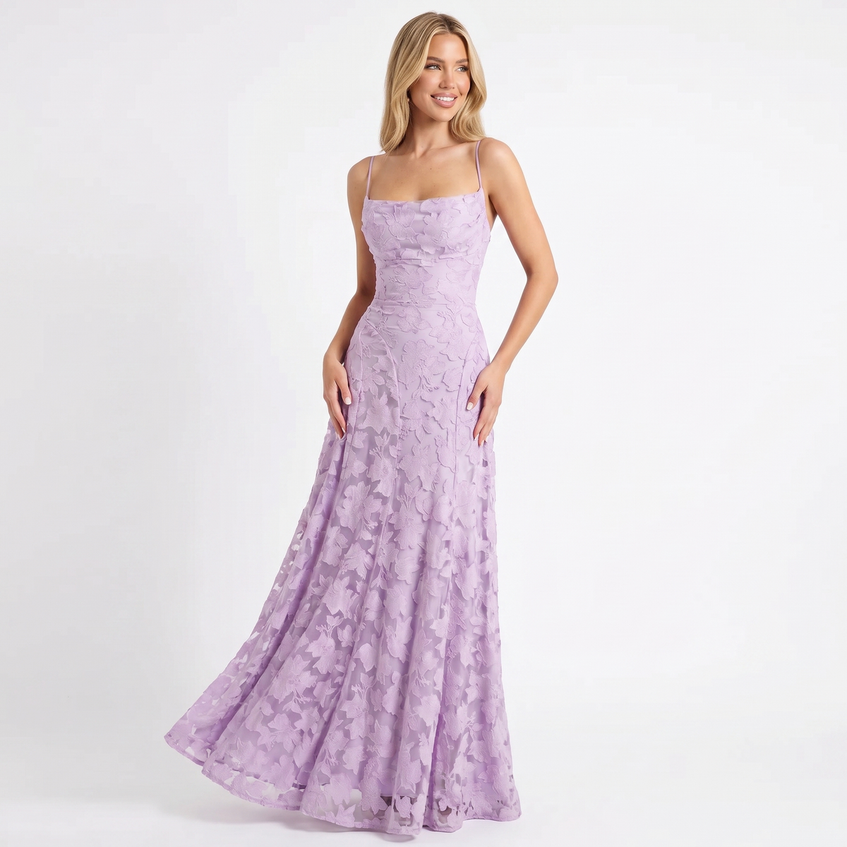 Women's Lace Maxi Dress Cowl Neck Spaghetti Strap A Line Formal