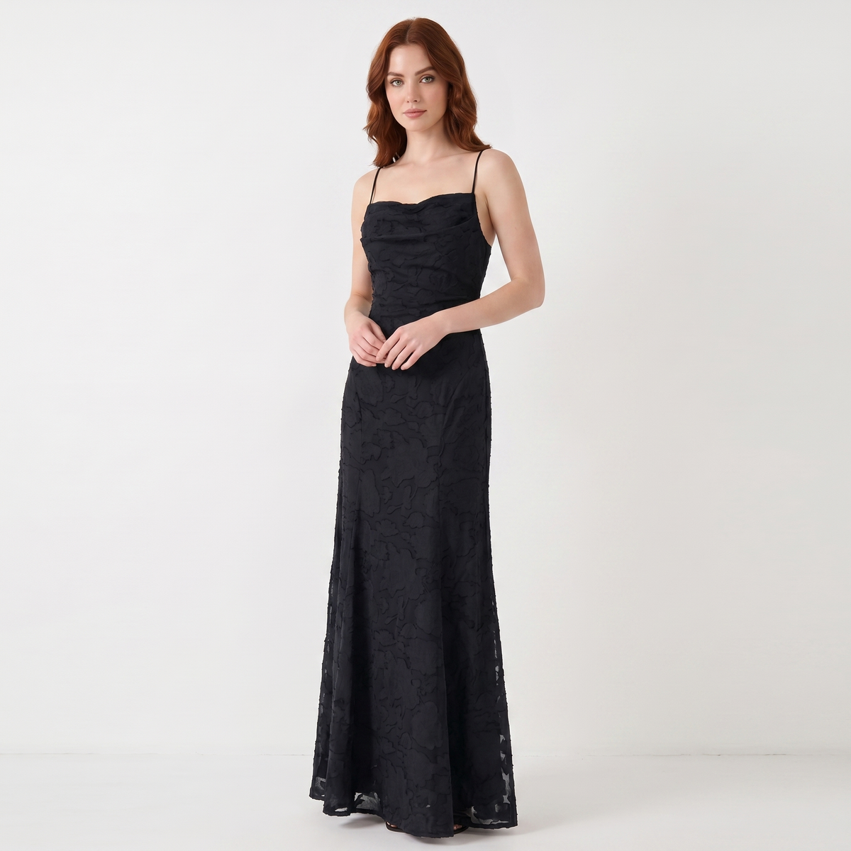 Women's 3D Floral Applique Maxi Dress Spaghetti Strap Square Neck A-Line Bridal Gown