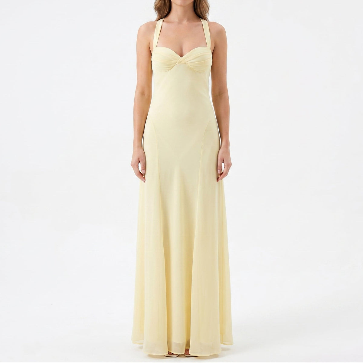 Women's Chiffon Maxi Dress Sweetheart Neck Corset Bodice Formal