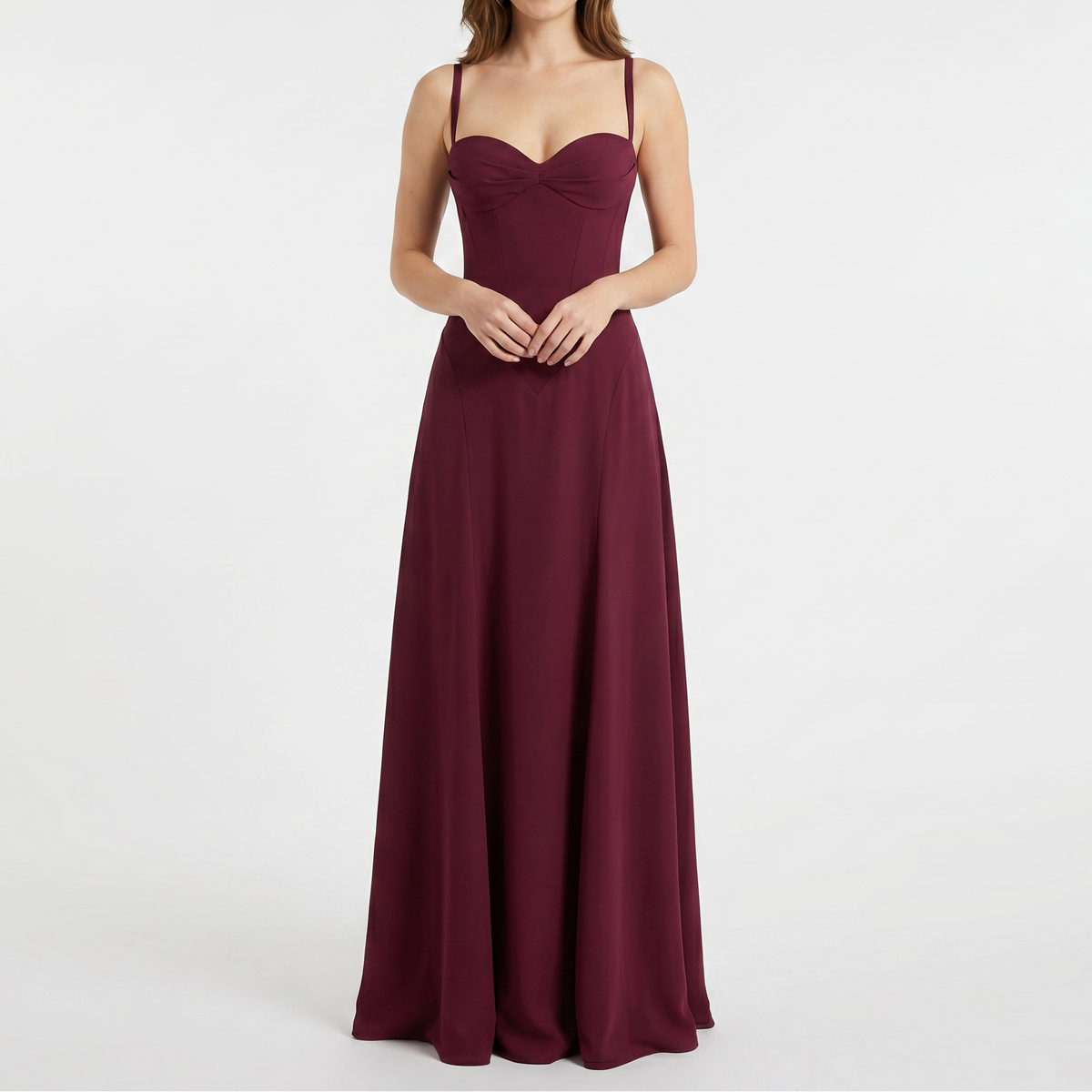 Women's Chiffon Maxi Dress Sweetheart Neck Corset Bodice Formal