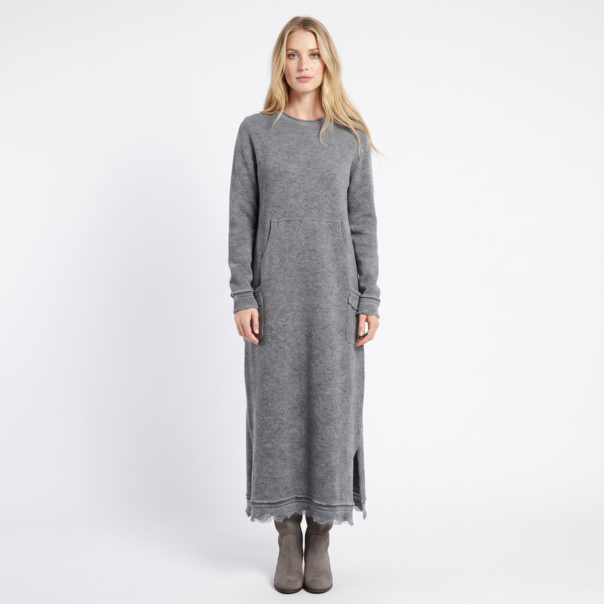 Women's Maxi Hoodie Dress Long Sleeve Fleece Sweatshirt Dress