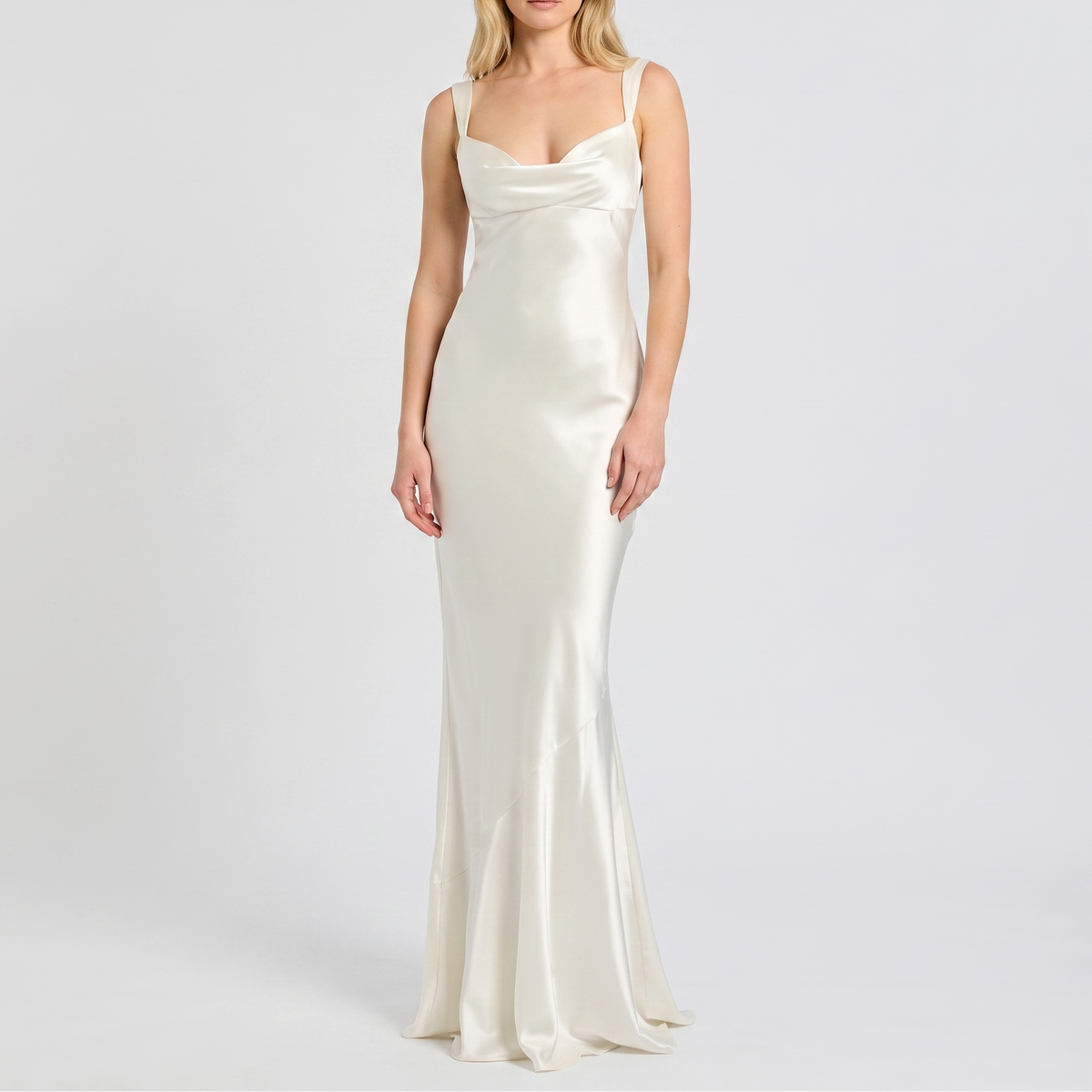 Women's Satin Cowl Neck Sleeveless Mermaid Maxi Dress