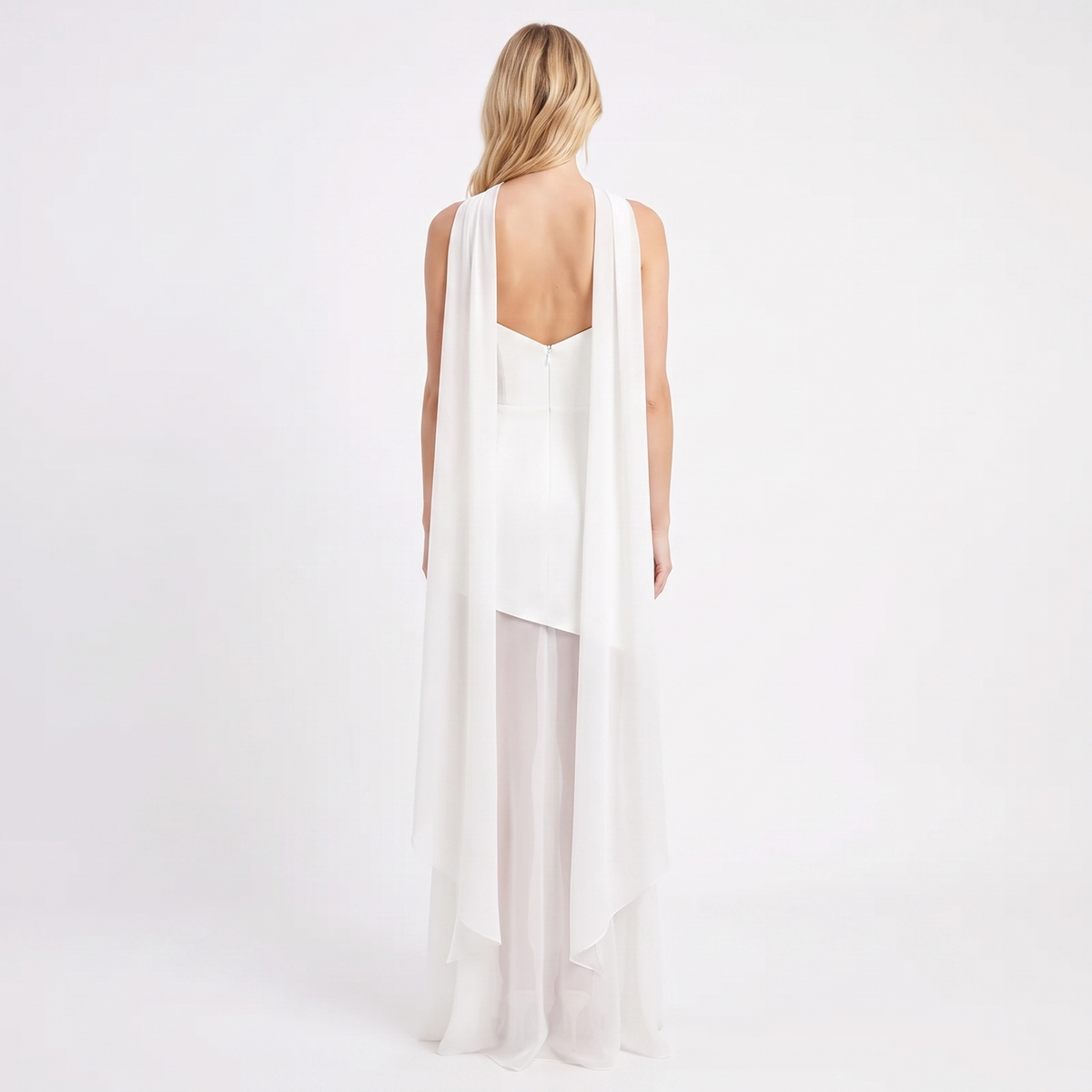 Women's Strapless Maxi Dress Chiffon Overlay Asymmetric Hem Formal