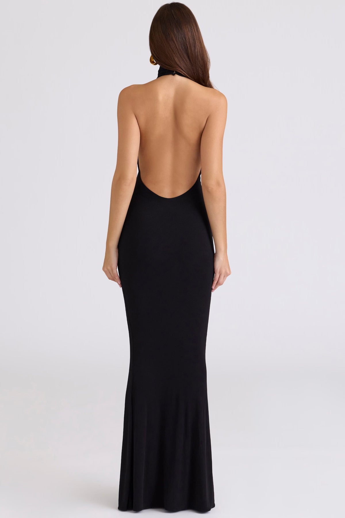Women's Halter Mock Neck Backless Bodycon Maxi Dress